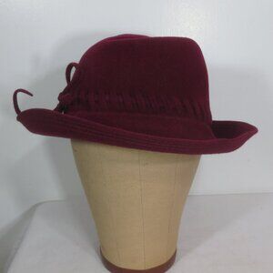 Mr K Originals Hat Vintage Burgundy Fancy Fedora Felt Cut Out Unisex Size 7